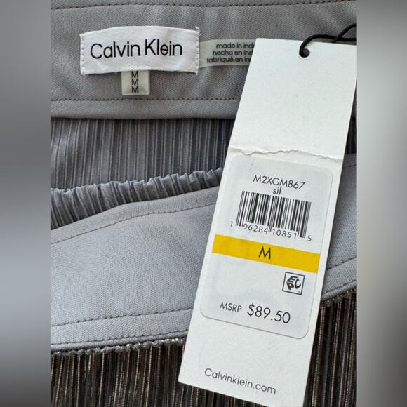 New ~ CALVIN KLEIN ~ Pleated Metallic Midi Skirt Size Medium holidays PLEATS!! - Picture 7 of 8